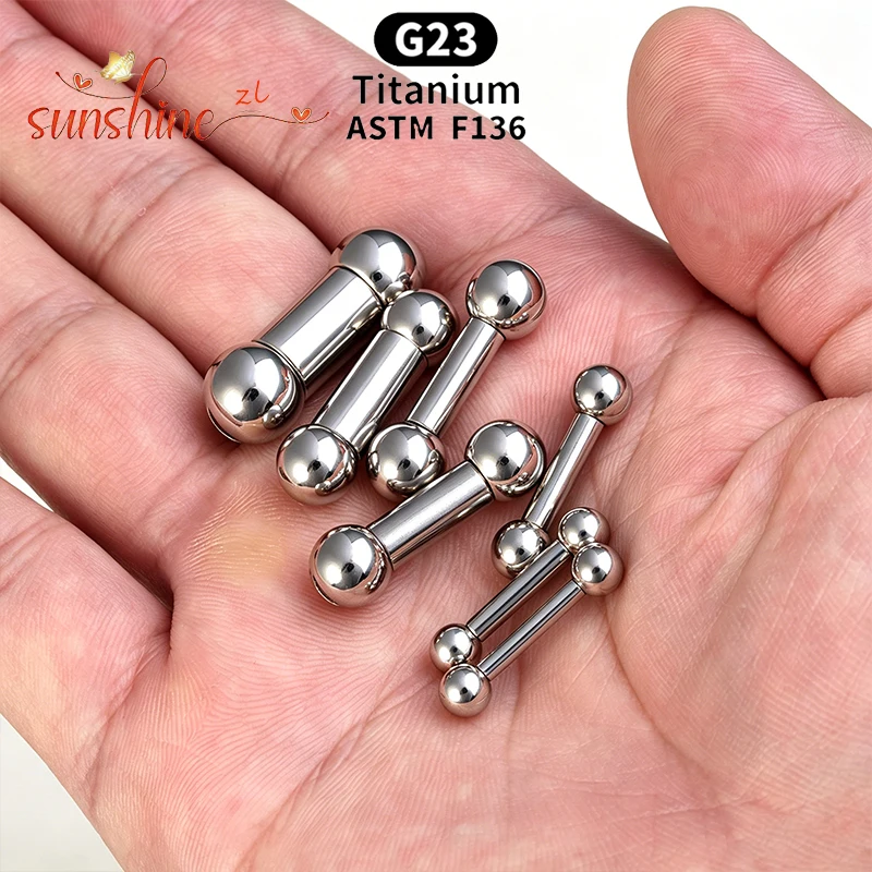 Implantatgeeignetes Titan ASTM F136 Internes Gewinde Gerade Barbells Zungenpiercing Ohrringe Piercing-Schmuck Stab 1 Stück/Los Eloxiert – Detail 5