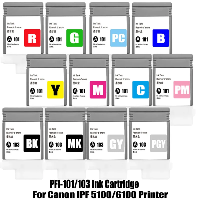 

PFI-101 PFI-103 PFI 101 PFI 103 pfi101 pfi103 Ink cartridge For Canon IPF 5100 IPF 6100 Printer