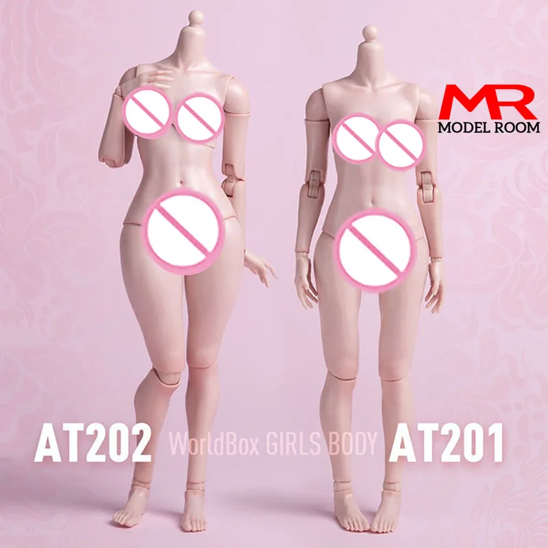 

In Stock Worldbox AT201 AT202 1/6 Girl Joint Flexible Body Normal Fat Leg 12'' Female Soldier White Light Tan Skin Action Figure