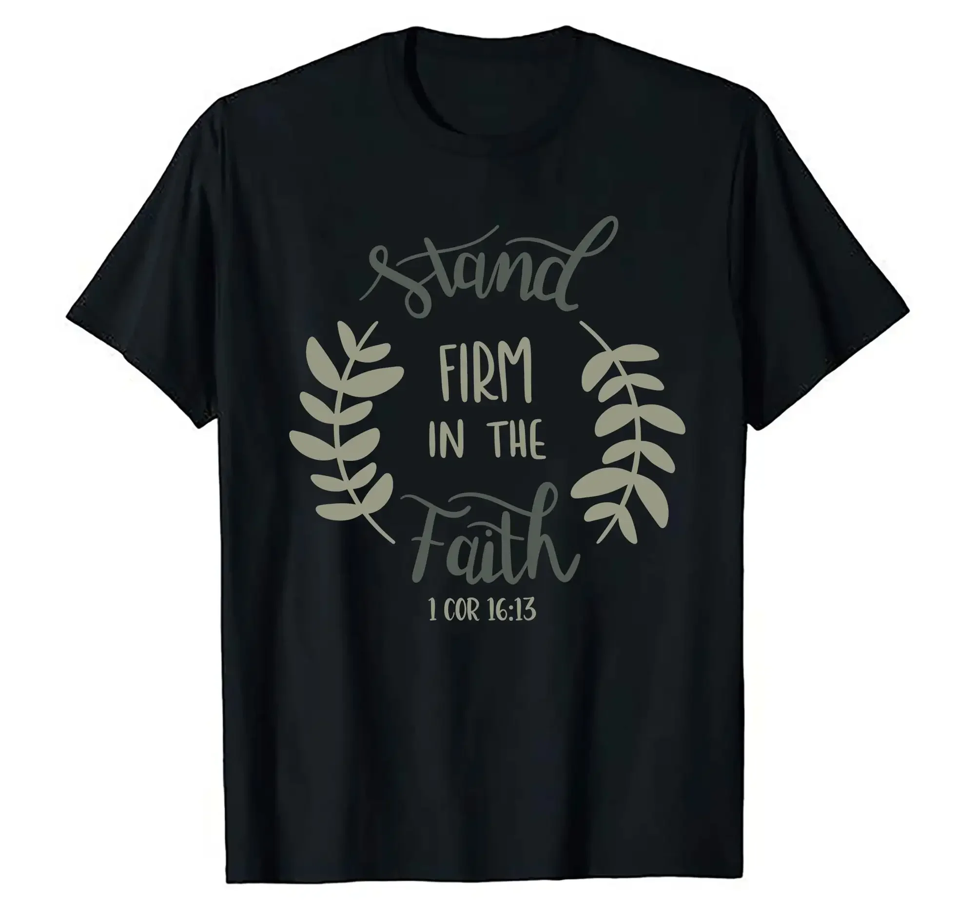 Camiseta Religiosa com Mensagem: Cristão, Fique Firme na Fé, Não por Visão, Seguidor de Cristo, Deus, Bíblia, Salmo 1, 1 Coríntios 16:13, Tamanho S