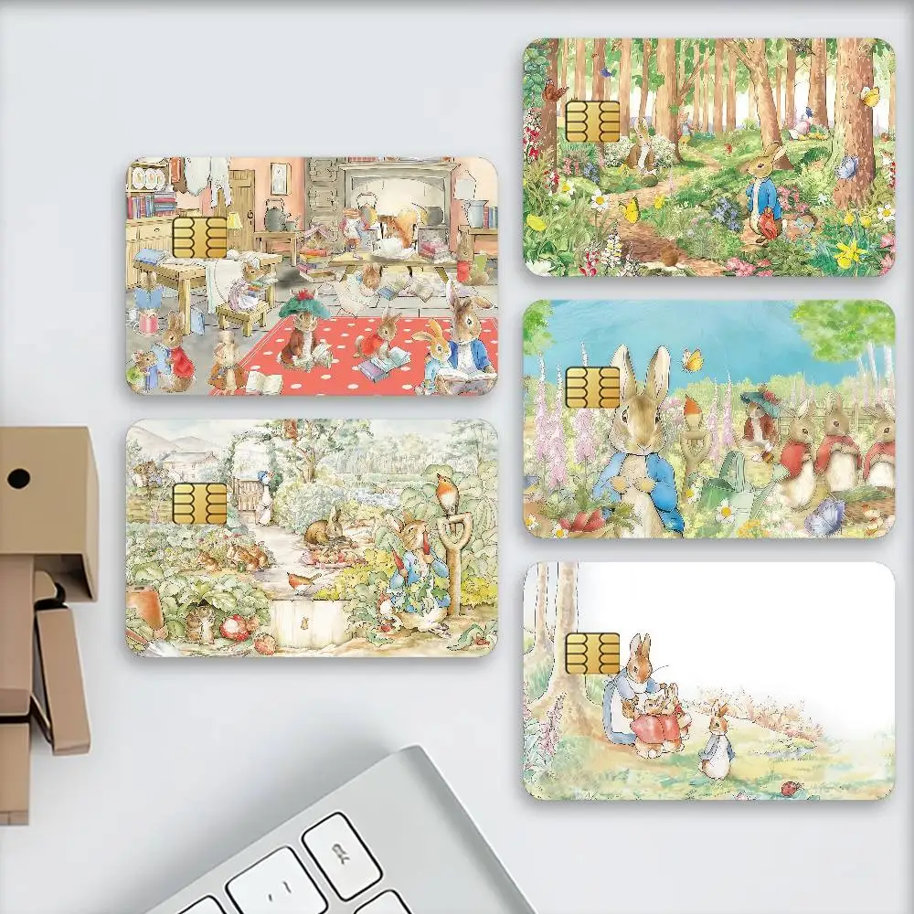 Kawaii P-Peter R-rabbit Cute Waterproof Card Stickers For Credit Cards Debit Cards And Transit Cards 4pcs