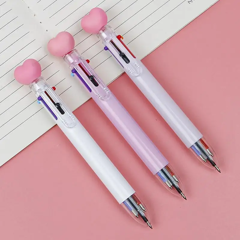 Press Ballpoint Pen 6 In 1 Color Retractable Ballpoint Pen Creative Cartoon Shape Multicolor Pens Medium Point 0.5mm For School