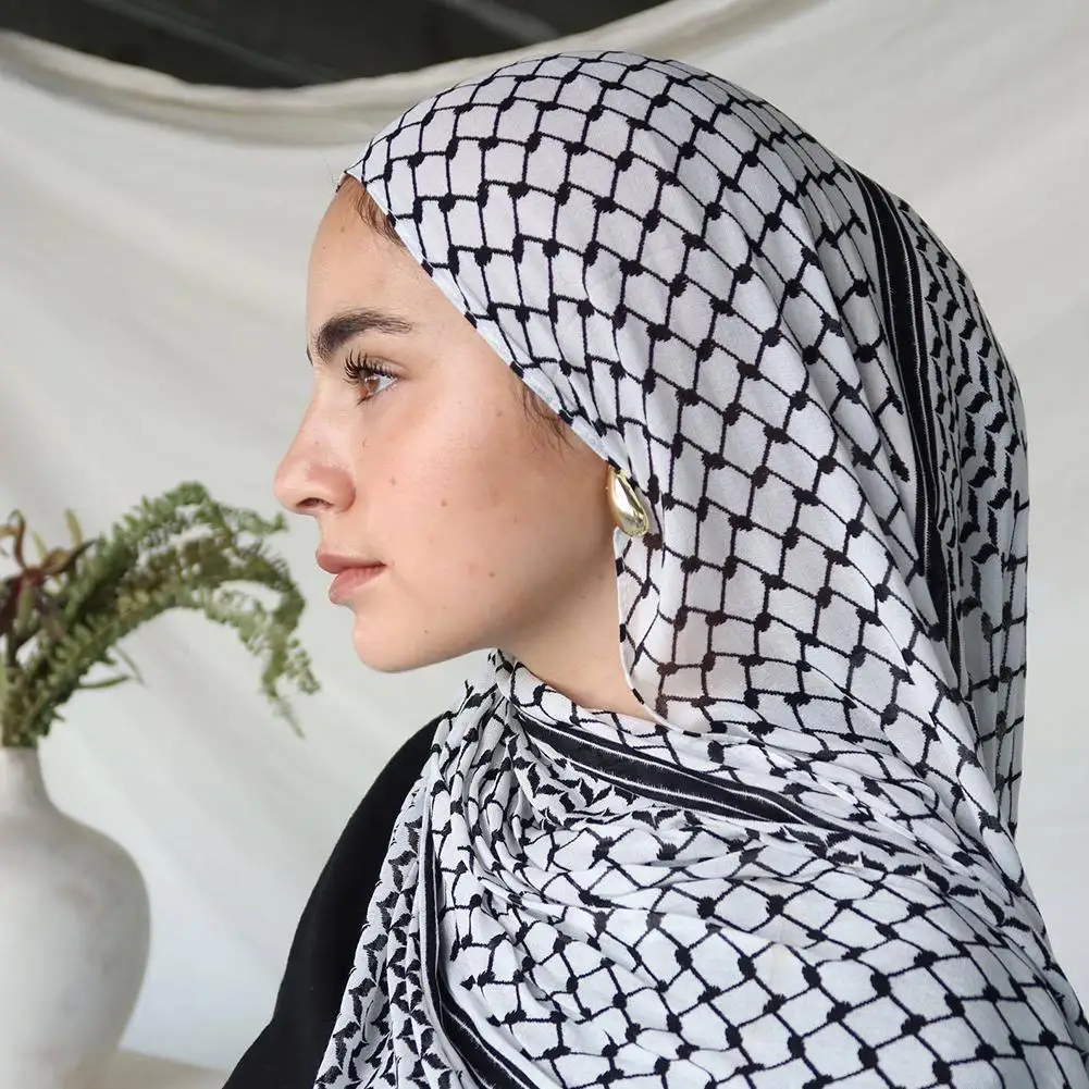 Keffiyeh 히잡 쉬폰 스카프, 여성 이슬람 무슬림 스카프, 통기성 숄, 두바이 히잡 헤어 액세서리, 패션