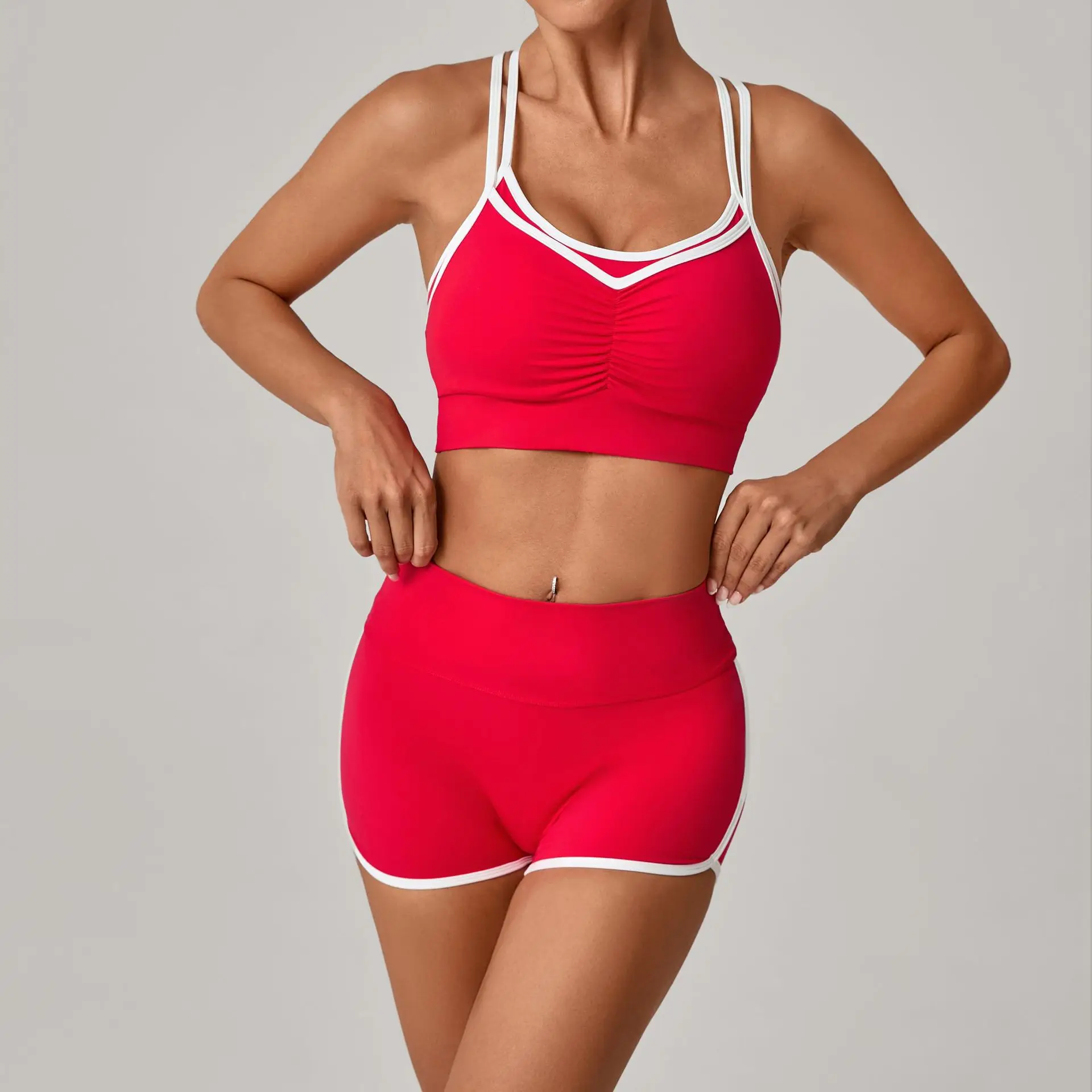 

Yoga Suit Women Tracksuit Sports Bra High Waist Legging Shorts Outfit Gym Set Fitness Running Workout Clothes Push Up Sportswear