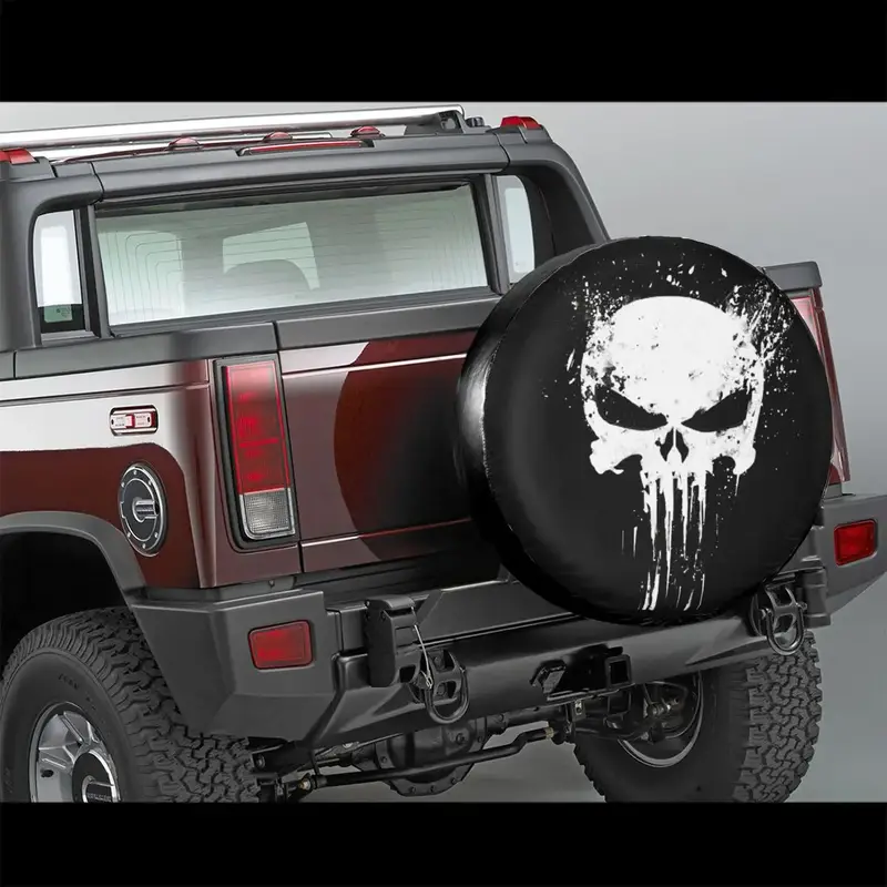 Skeleton Skull Spare Tire Cover Weatherproof Dust-Proof Heavy Metal Wheel Covers for Jeep Pajero 14" 15" 16" 17" Inch - Image 2