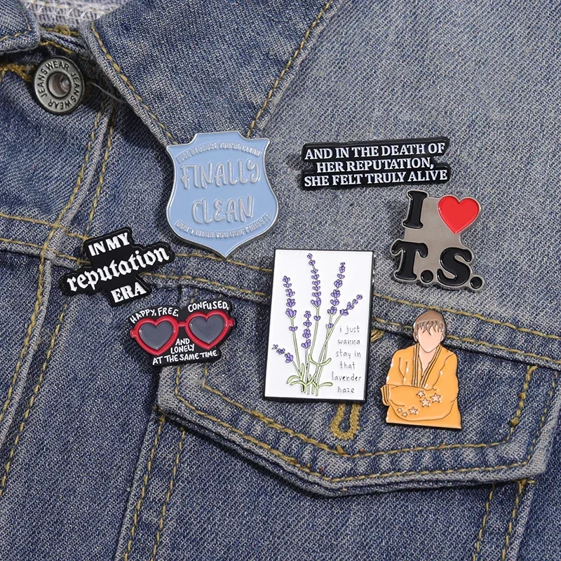 Pop Music Lyrics Enamel Pins Female Singer Brooches Backpack Lapel Badge Metal Decorative Accessories Gift for Fans Friends