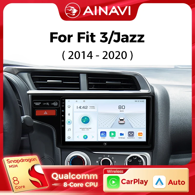 Ainavi Car Multimedia Player For Honda Fit 3 Jazz Jeez 2014 2015 2016 2018 2020 Stereo Wireless Carplay Android Auto 4G Wifi