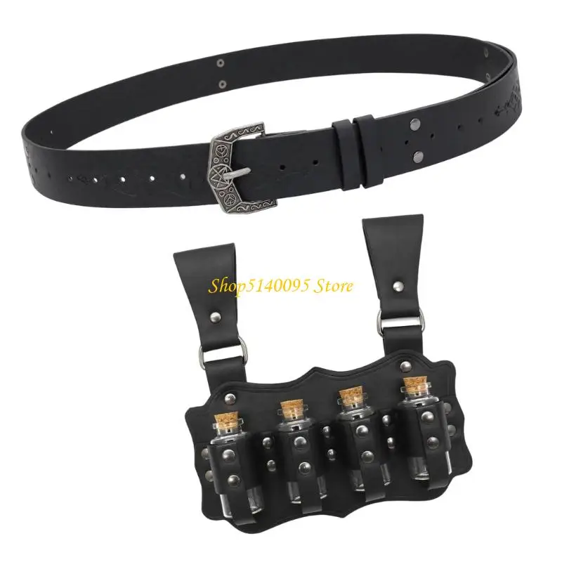 DXAE PU PU Couro Roleplay Cinto Funcional Alchemist Vial Attachment Peça fantasia teatral