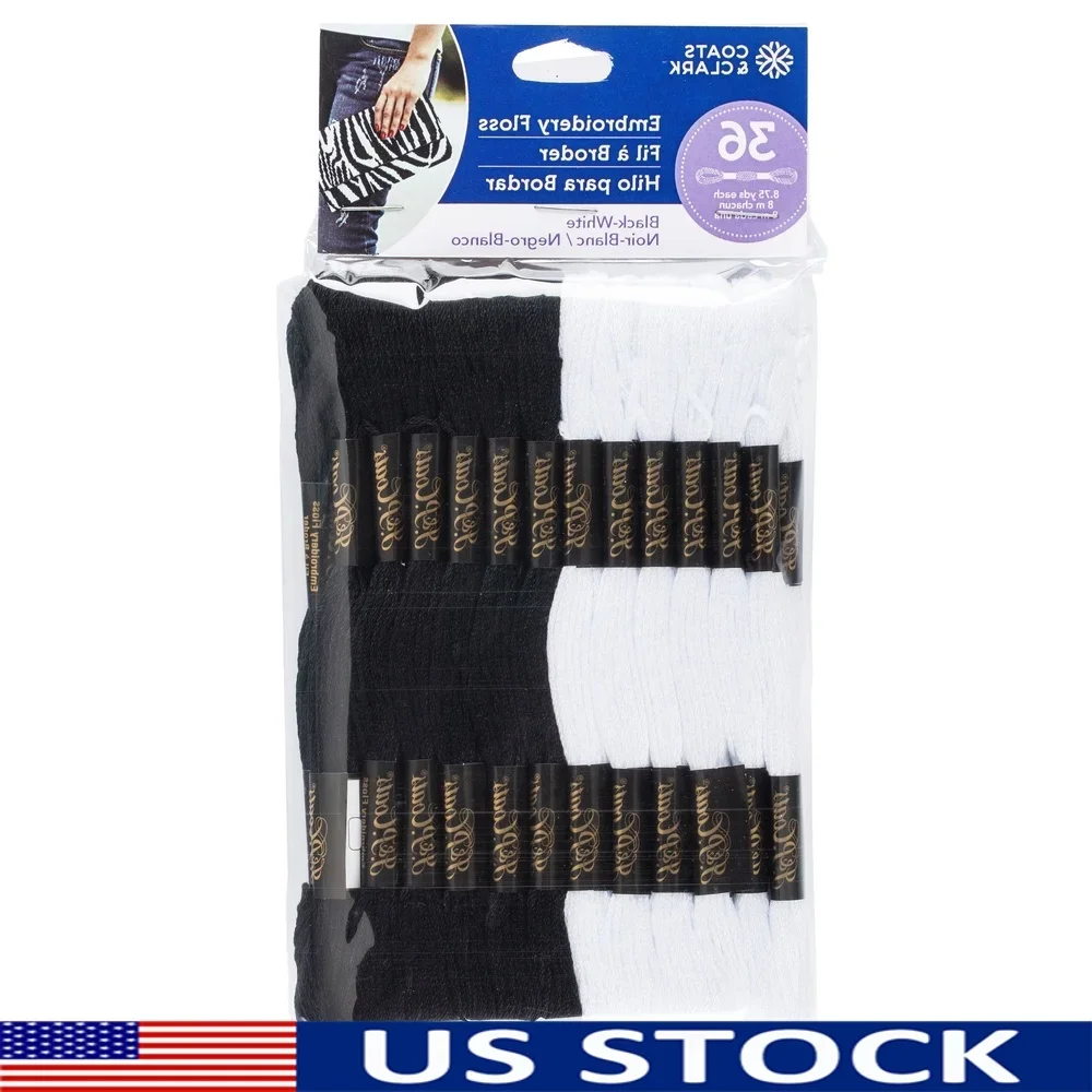 

Черно-белая нить для вышивания, упаковка, 36 шпильков, 8,75 ярдов, каждая хлопковая нить, вышивка крестиком, рукоделие, стегание, скрапбукинг