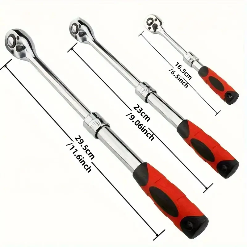 1/4 1/2 3/8 72-Tooth Carbon Steel Retractable Ratchet Wrench Automatic Quick Release Spanner Multifunctional Hand Repair Tools