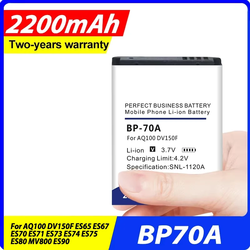 

2023 New 2200mAh BP70A BP-70A Battery For SAMSUNG AQ100 DV150F ES65 ES67 ES70 ES71 ES73 ES74 ES75 ES80 MV800 ES90 in Stock