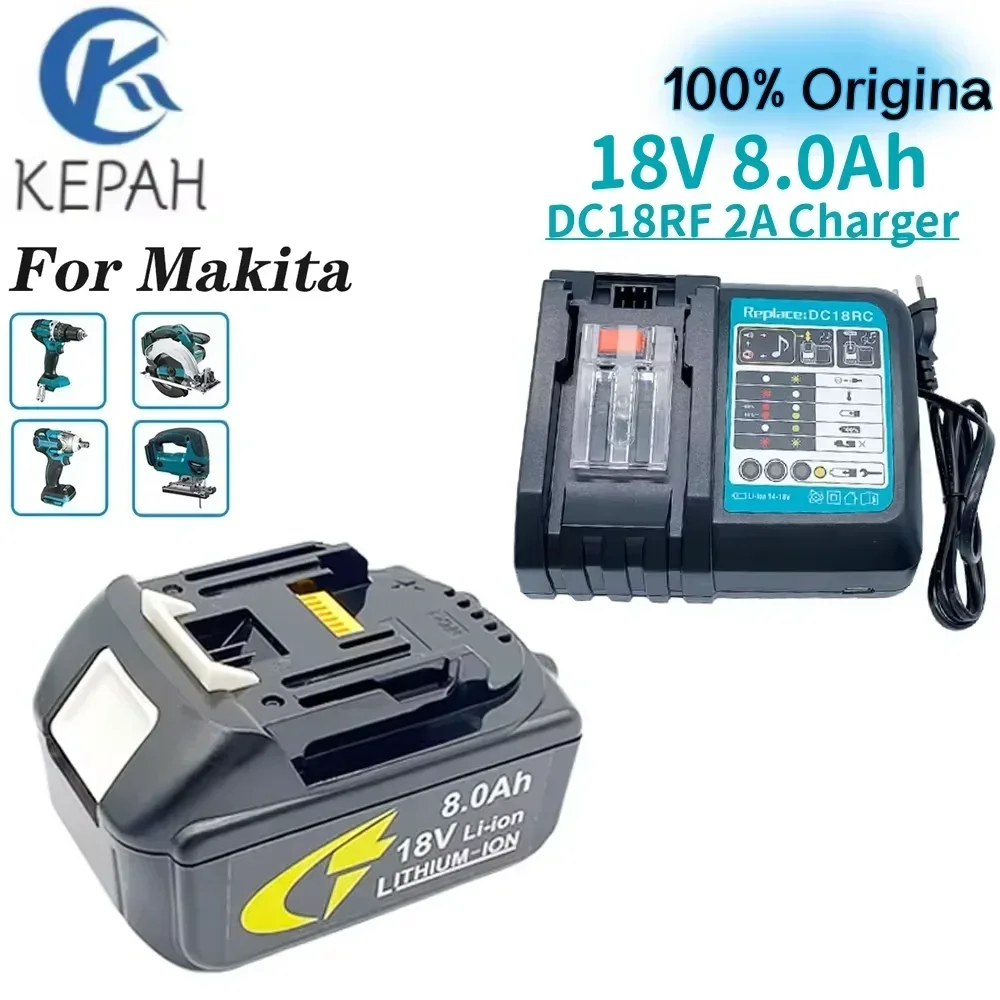 100% BL1860 Rechargeable Battery 18 V 8000mAh Lithium ion for Makita 18v Battery BL1840 BL1850 BL1830 BL1860B LXT 400+Charger