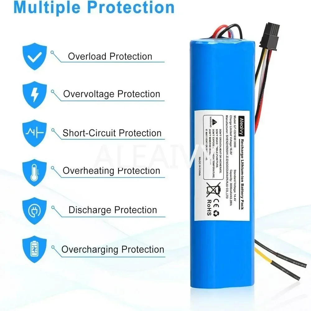 Batería de iones de litio CECOTEC de 14,4 voltios, 6800mAh, para CONGA 3090, 3091, 3092, 1690, 1890, 2090, accesorios de repuesto para Robot aspirador