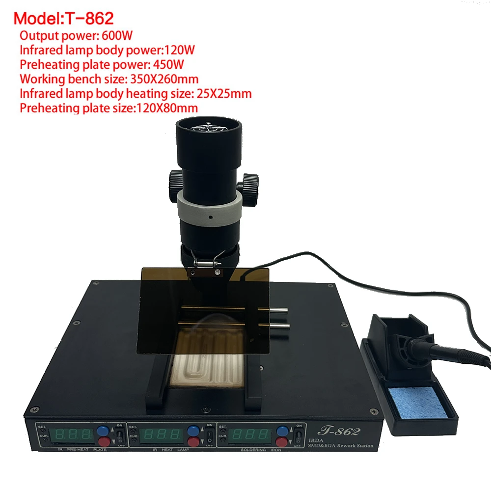 

600W T-862 IRDA Infrared BGA Rework Machine BGA SMD SMT Desoldering Soldering Repair Station T862 Welder Tool 220V 110V