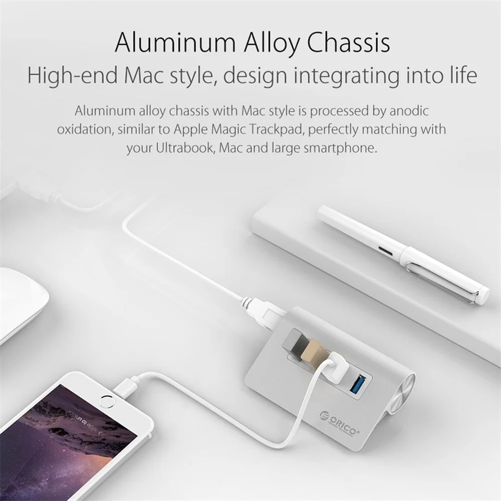 ORICO M3H4 USB 3.0 HUB New Mac Design Mini High Quality High Speed  Aluminum 4 Port HUB Extension Hub Splitter with Data Cable