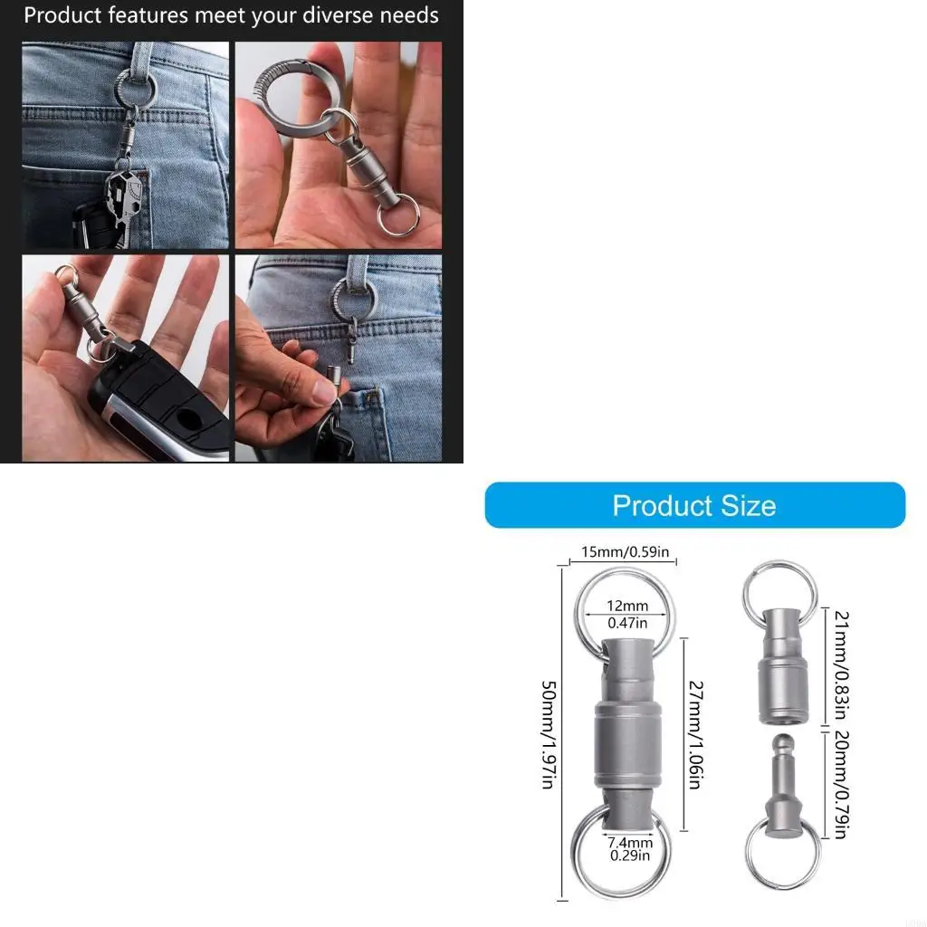

Titaniums Alloy Organizers Swivels Split Detachable Keychain Car Holder