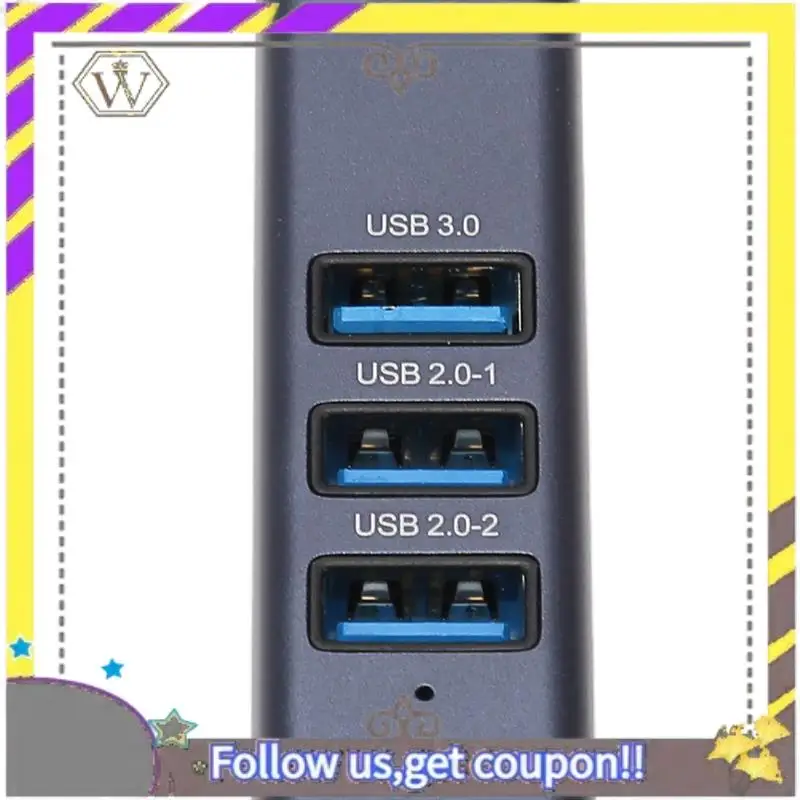 New USB C To Ethernet Adapter RJ45 Gigabit Ethernet Port 4 In 1 USB C Hub With Storage Hole For Laptops