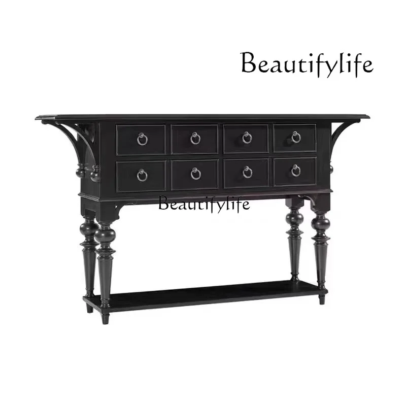

American retro solid wood home cabinet foyer porch cabinet French simple creative locker living room