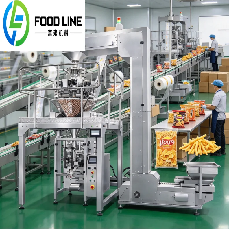 Automatic Vertical Meat Packaging System Multifunctional Unit with Built in Metal Detector and Boxing Structure Customized
