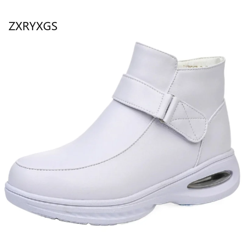 

ZXRYXGS Cowhide with Velvet Warmth Winter Snow Boots Nurse Cotton Shoes White Boots Air Cushion Soft Bottom Women Boots 2025