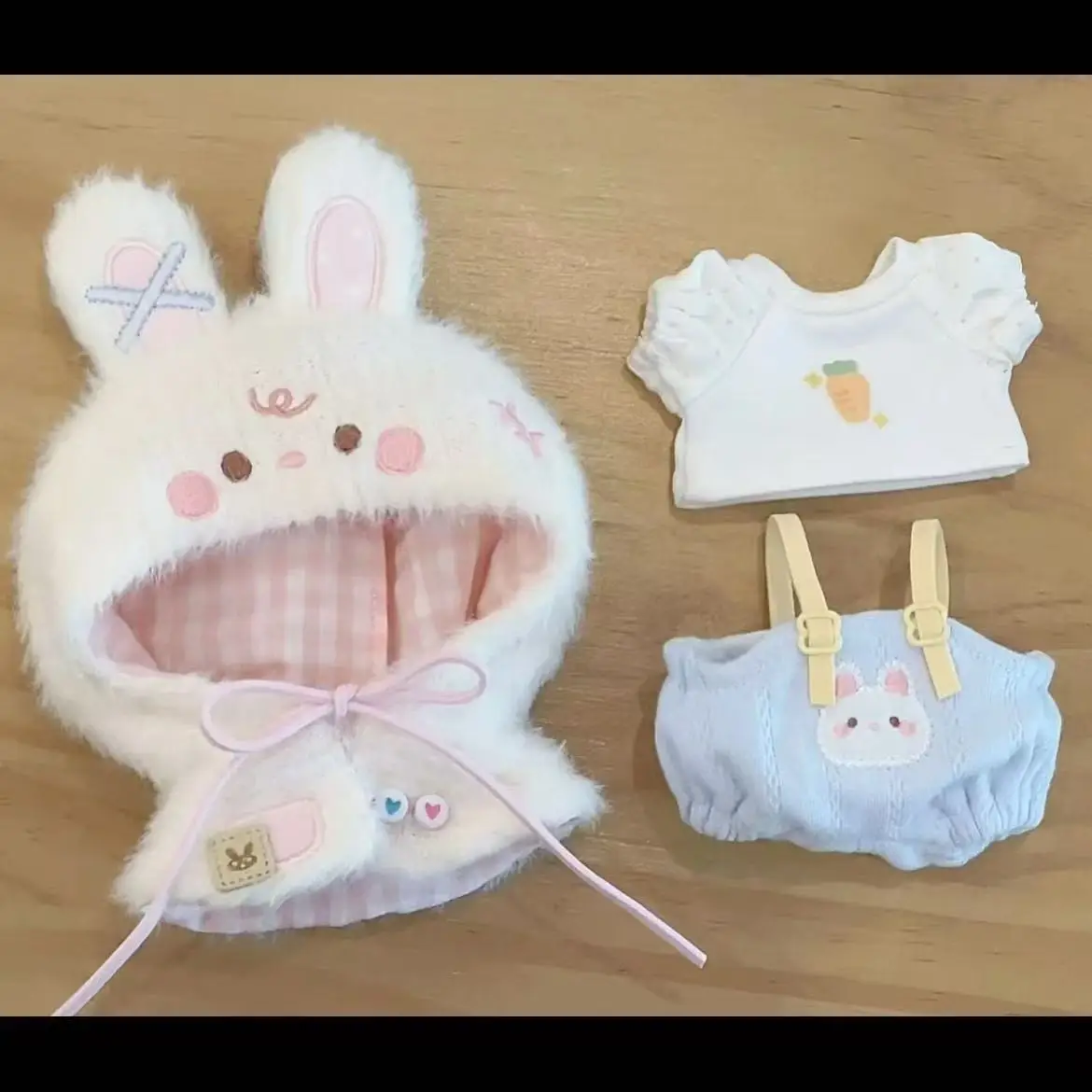 

10cm Baby Clothes Cotton Doll Kawaii Rabbit Hat Suit Series Baby Clothes Cute Dolls Change For Non-Attribute Universal