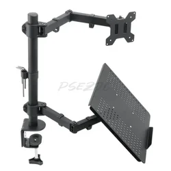 Desktop Cold-rolled Steel Laptop LCD Display Bracket with Adjustable Rotating Dual Arm Mechanical Installation Bracket