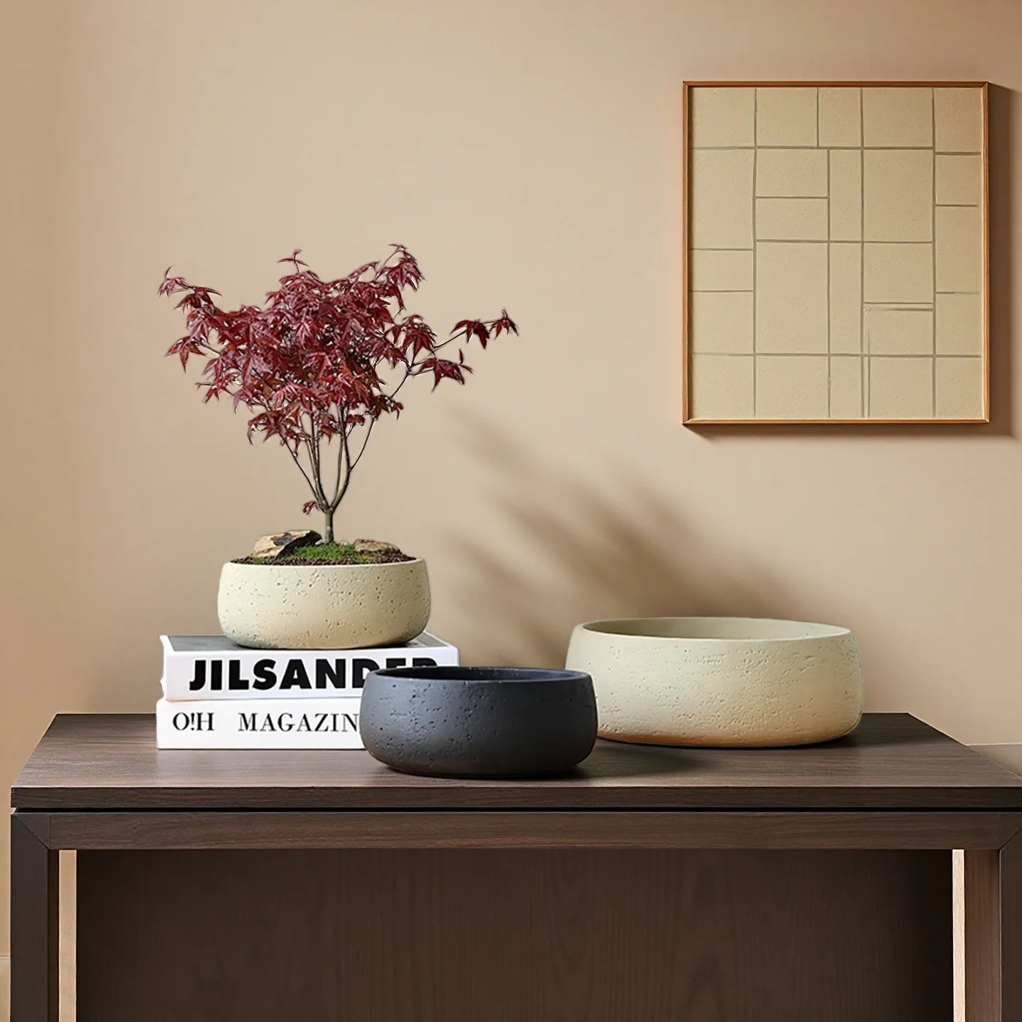 

Large Textured Concrete Planter Silicone Mold, Round Cement Flower Pot DIY Mold for Succulents Home Garden Decor