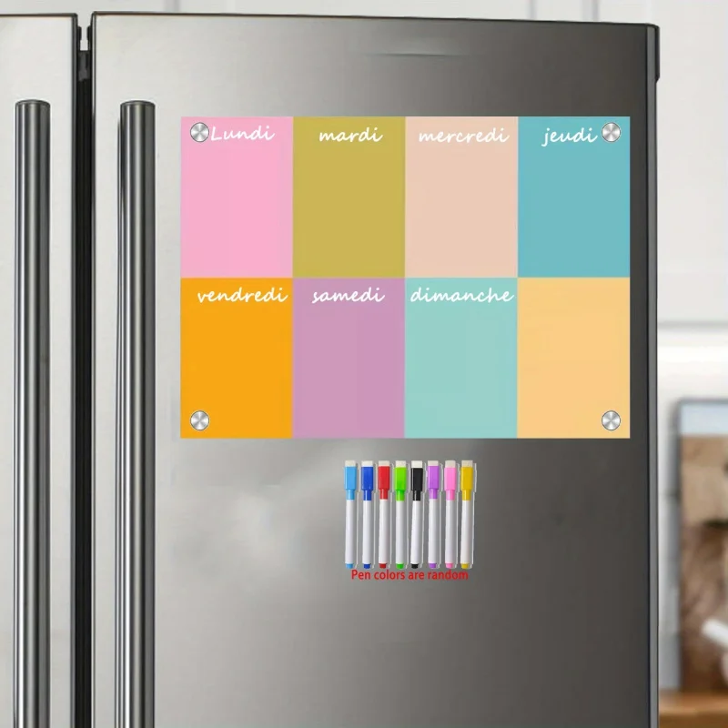 

Набор цветных магнитных досок для сухого стирания формата А3, многоразовая доска для еженедельного планирования, список дел, блокнот, таблица для планирования поведения на холодильнике.