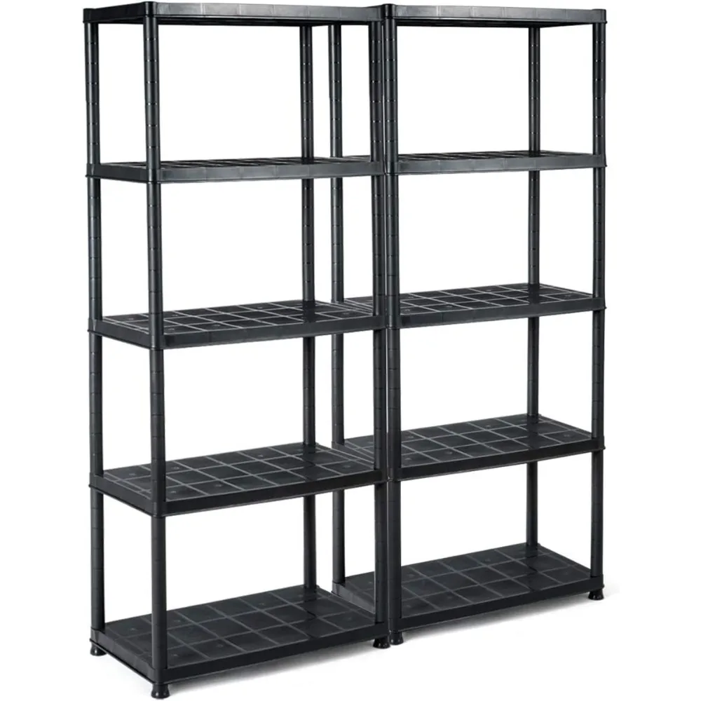 

2 Pieces 5-Tier Ventilated Shelving Storage Rack, Free Standing Multi-Use Shelf Unit, No Tools Required