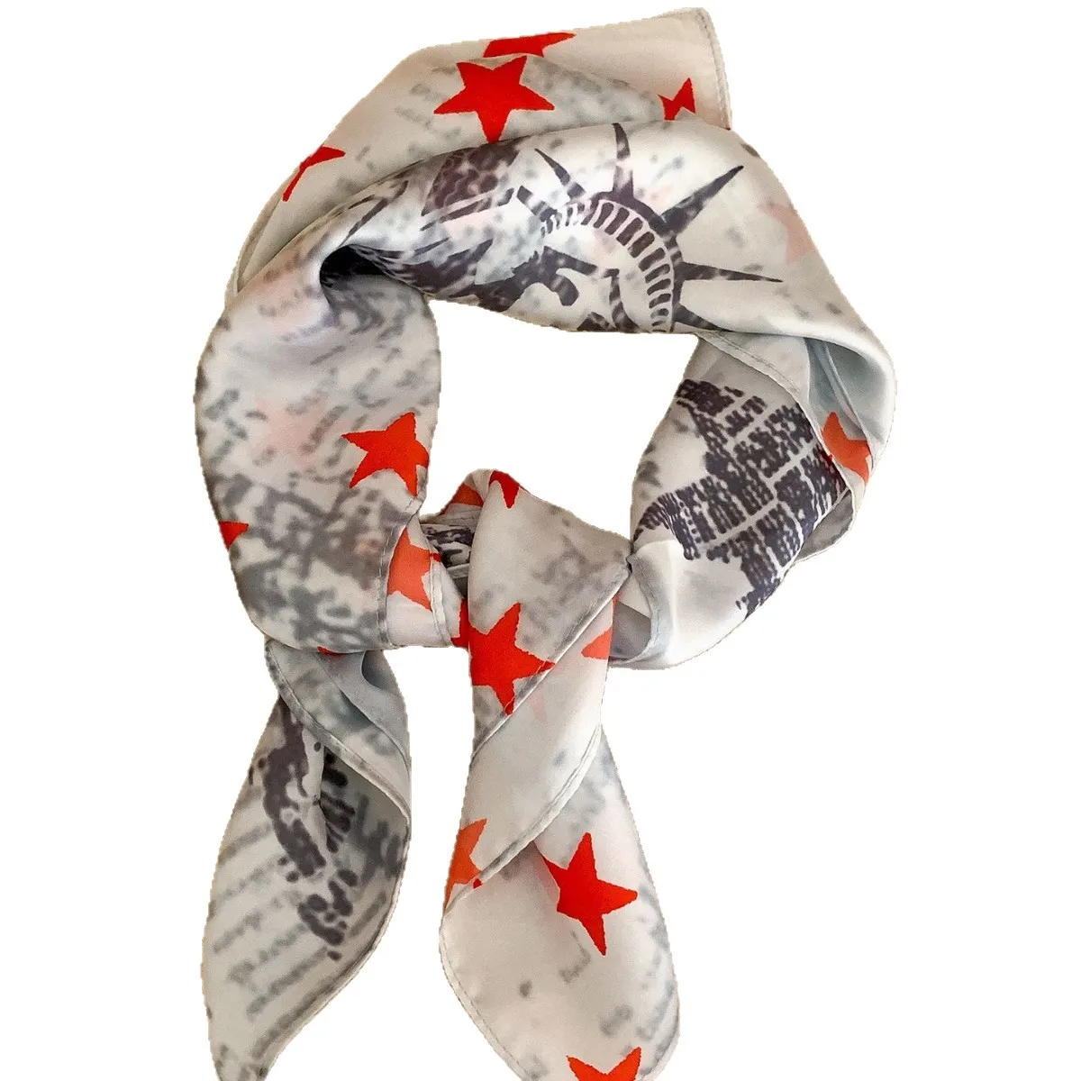 

New American Retro Star Print Bandana Women Square Scarf Bandeau Top Vintage Head Wrap Shawl Fashionable Print Hijab Accessory