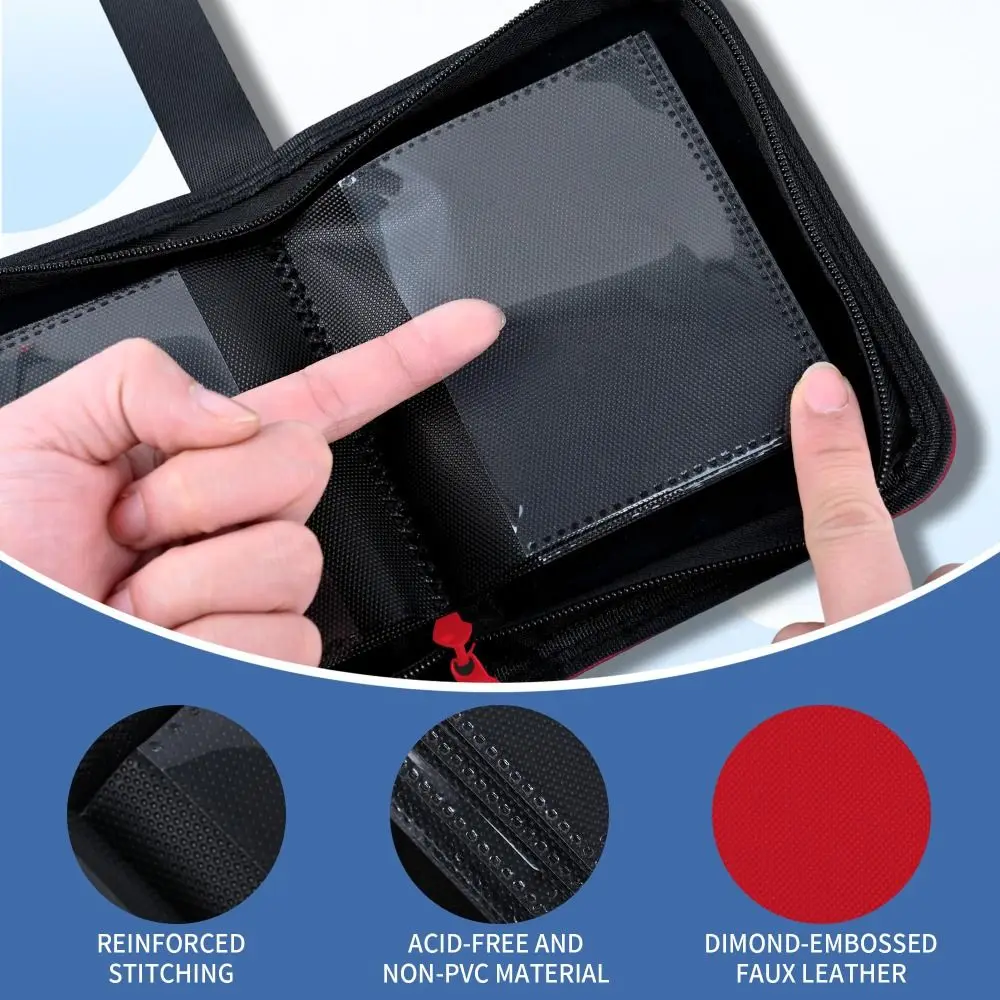 Portable 40 Pockets Trading Card Album 3x4inch Durable Mini Card Binder Diamond Leather Photocard Holder Card Collection