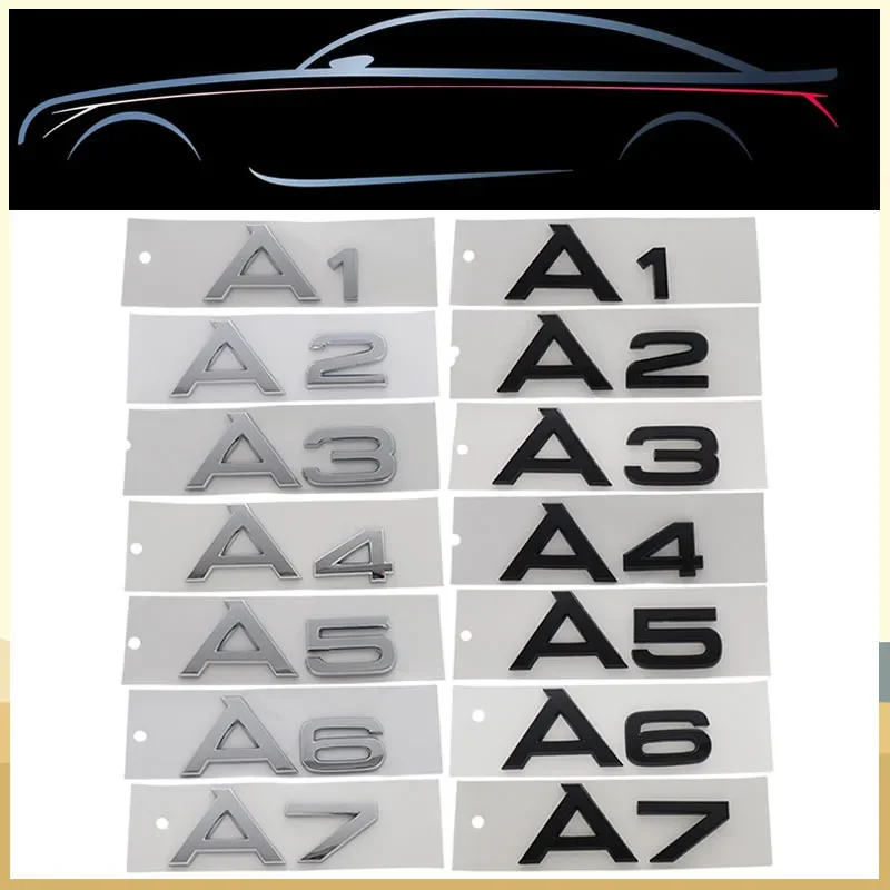 For Car Styling 3D A1 A2 A3 A4 A5 A6 A7 A8 Letters Accessories car Engine Hood Fender trunk Tail Rear Decal Emblem Badge Sticker