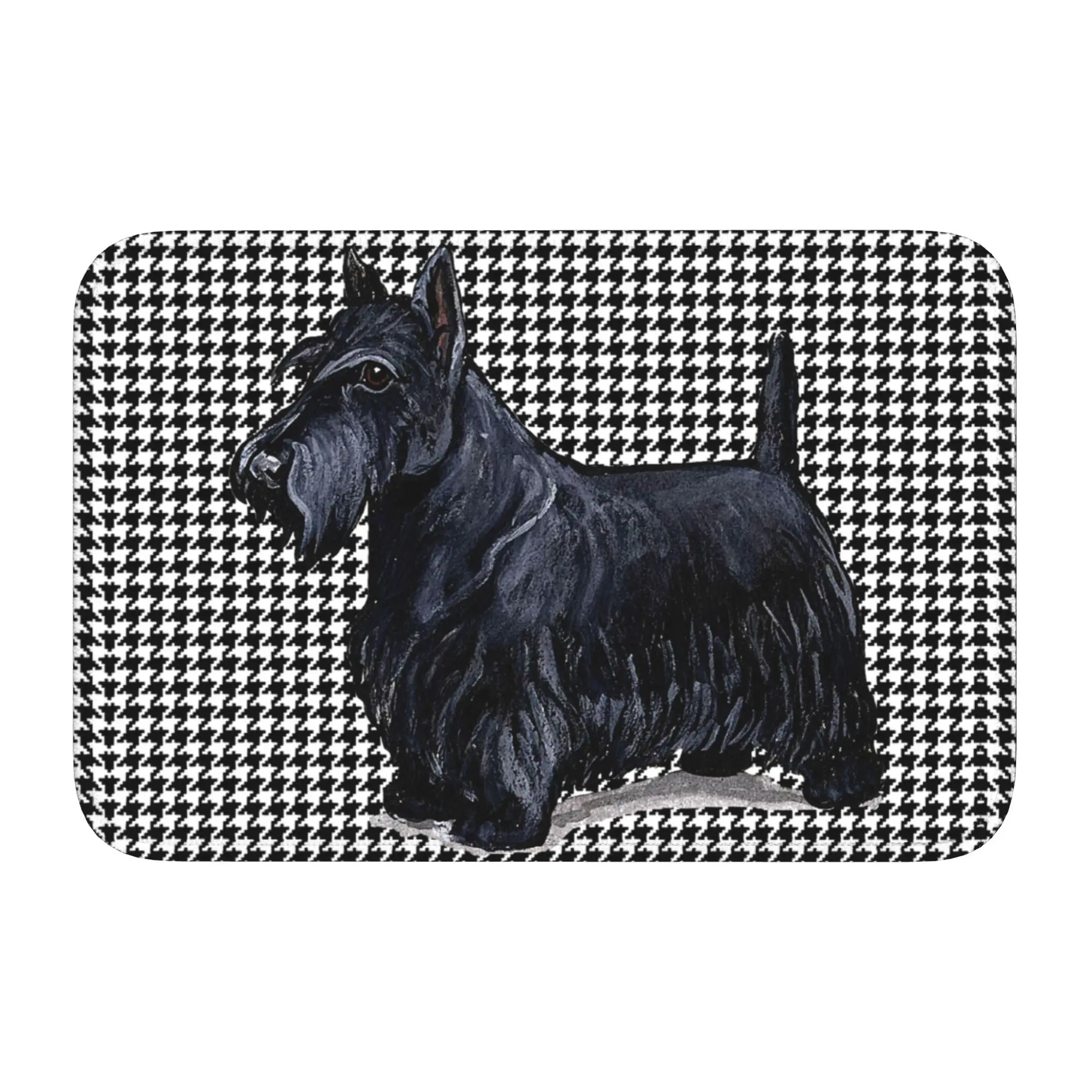 Custom Scottish Terrier Houndstooth Doormat Non-Slip Entrance Bathroom Kitchen Door Floor Mat Pet Scottie Dog Toilet Carpet Rug
