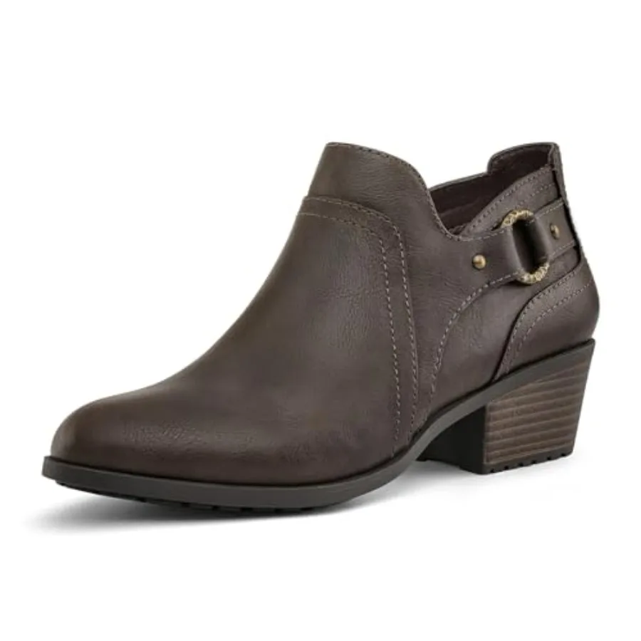 Botines de mujer mysoft con cremallera lateral, tacón bajo y grueso, punta redonda, cómodos.