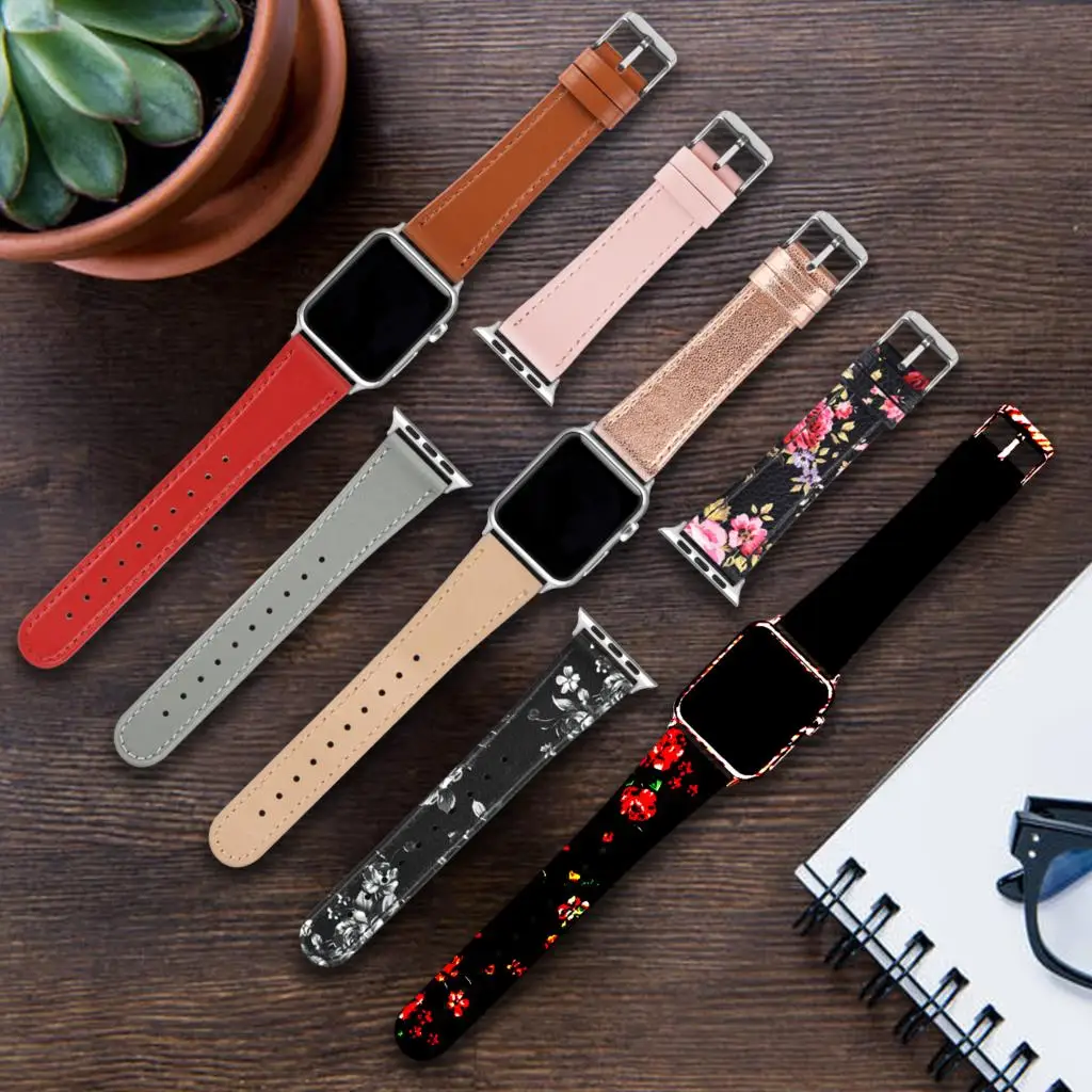 Genuine Leather Strap For Apple Watch Band 41mm 45mm 40mm 38mm 42mm 44mm Sports Strap Band For iWatch Series 7 6 5 4 3 2 1 SE