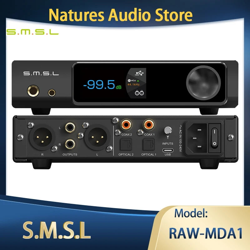 SMSL RAW-MDA1 Desktop Decoder Dual ES9039Q2M USB DAC 4.4mm Balanced Headphone Amplifier PRE-AMP IEM AMP