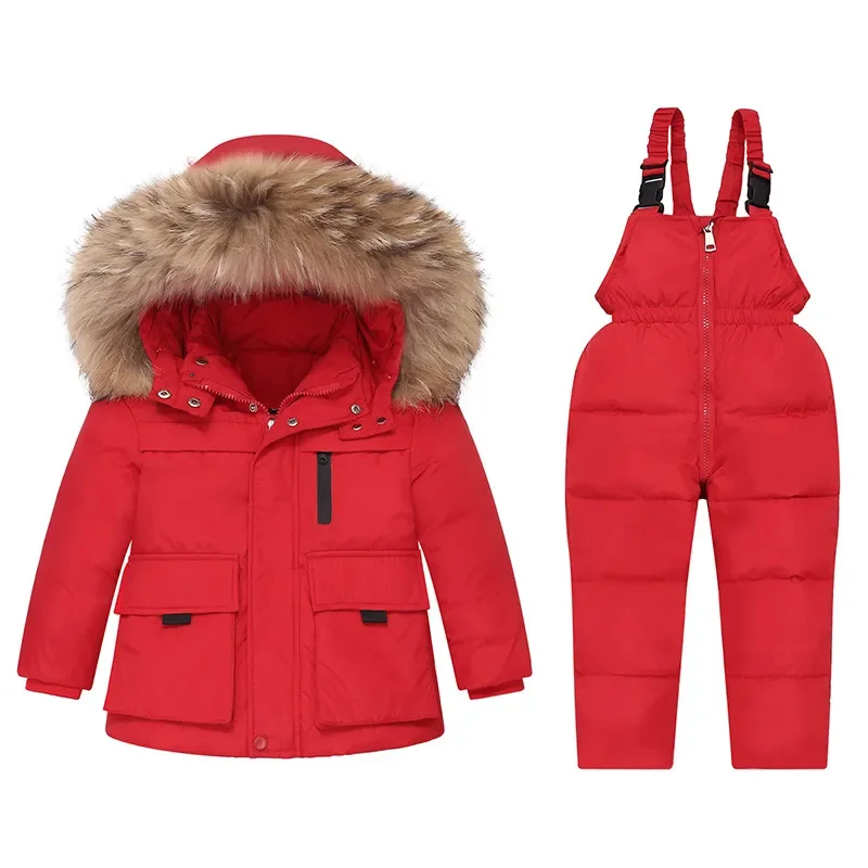 

-30 Degrees Winter Children Clothing Sets 2023 Girls Snowsuit Coat Boy Down Jacket Overalls for Kids Outerwear 1-6Y Jumpsuit