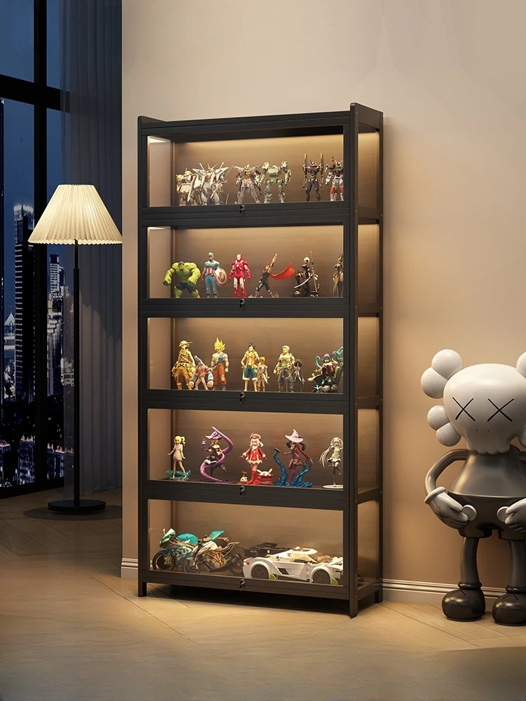 Figure Cabinet With Lock Acrylic Dust Proof Display Rack Model Bubble Mart Storage Blind Box Organizer