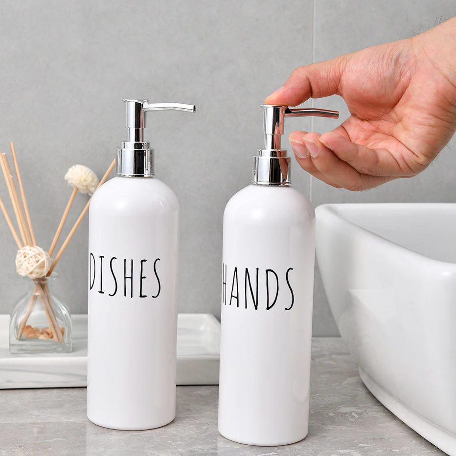 500ml Bathroom Shampoo Bottle  Sink Soap Dispenser Kitchen  Hand Soap Dish Soap Refillable Bottle  Waterproof Label