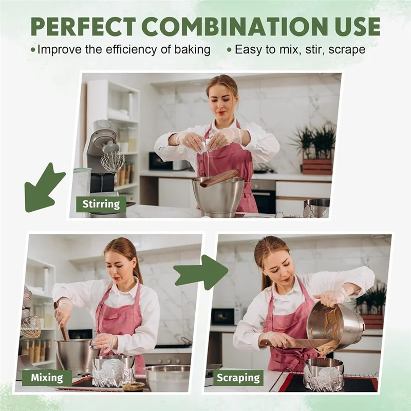 AT02-11 Inch Wooden Sourdough Bread Mixing Stir And 13 Inch Wooden Spatula Paddle Stirring Stick For Mixing Tool