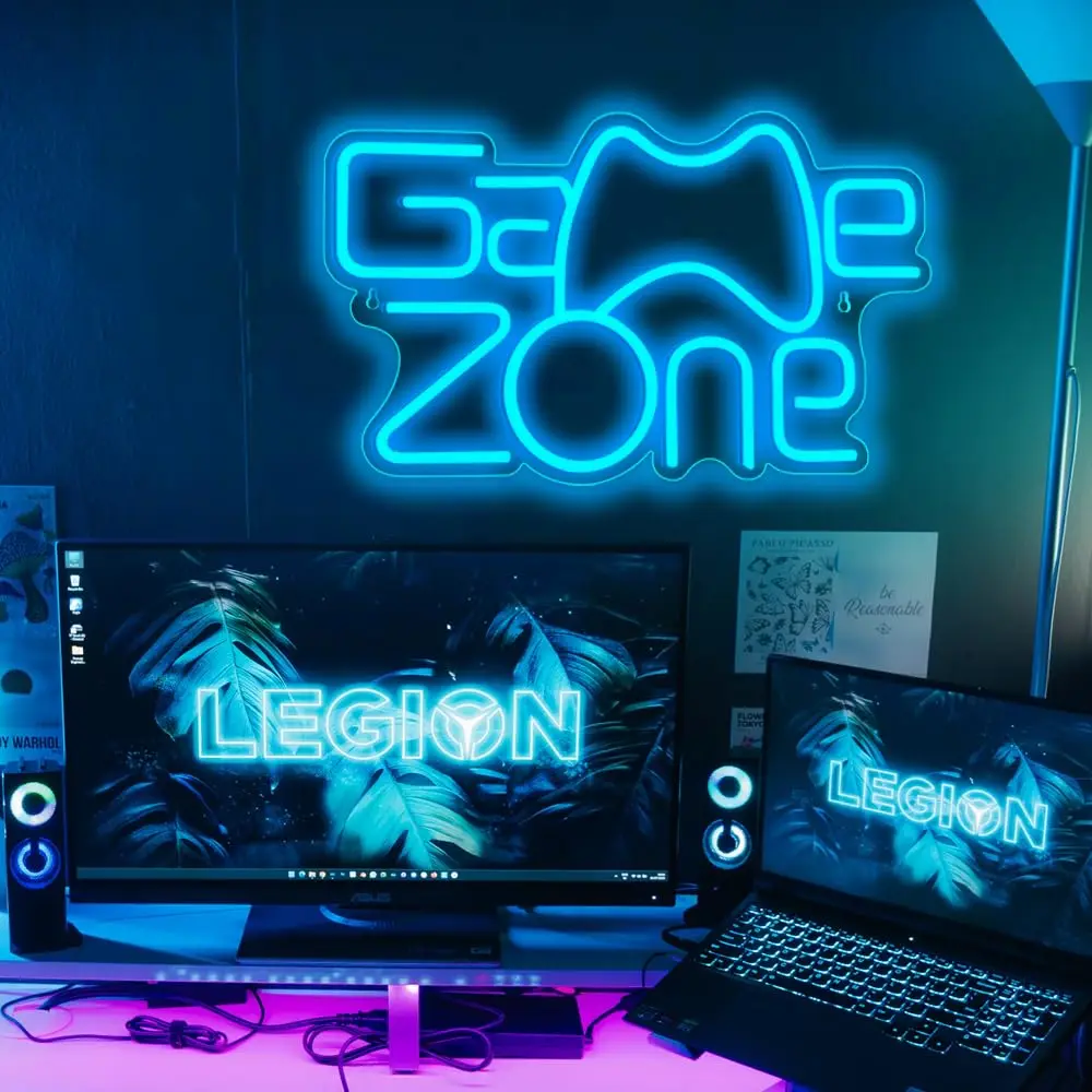 Game Zone Neon Schild, Gamer Neonlicht für Game Room Decor, Gaming Neon Licht Schilder Geschenk für Teenager Jungen Zimmer Dekor mit USB-betrieben