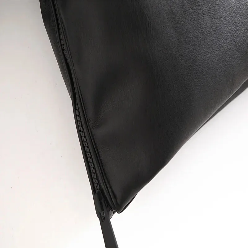 Cappotto invernale da donna con cerniera allentata in similpelle PU Cappotto casual caldo di media lunghezza Giacca in cotone con cappuccio in pelle