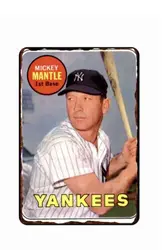 Baseball Legend Mickey mantello targa in latta 8x12 tutto in metallo