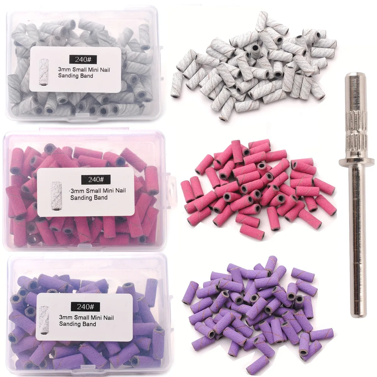 100pcs 3.1mm Mini Sanding Bands Kits Nail Drill Bits Mandrel Sets Electric Manicure Accessories Tool Dead Skin Remover