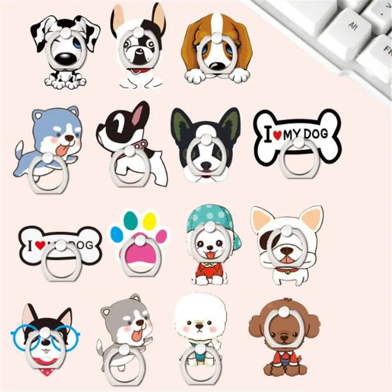 Animal Dog Cat Poodle Finger Ring Phone Stand Holder Car Mobile Phone Holder Stand Suporte Celular For iPhone 13 14 All Phone