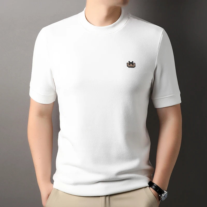High quality short sleeve men\'s round neck T-shirt autumn fashion new M embroidery design Korean pullover casual sportShirt