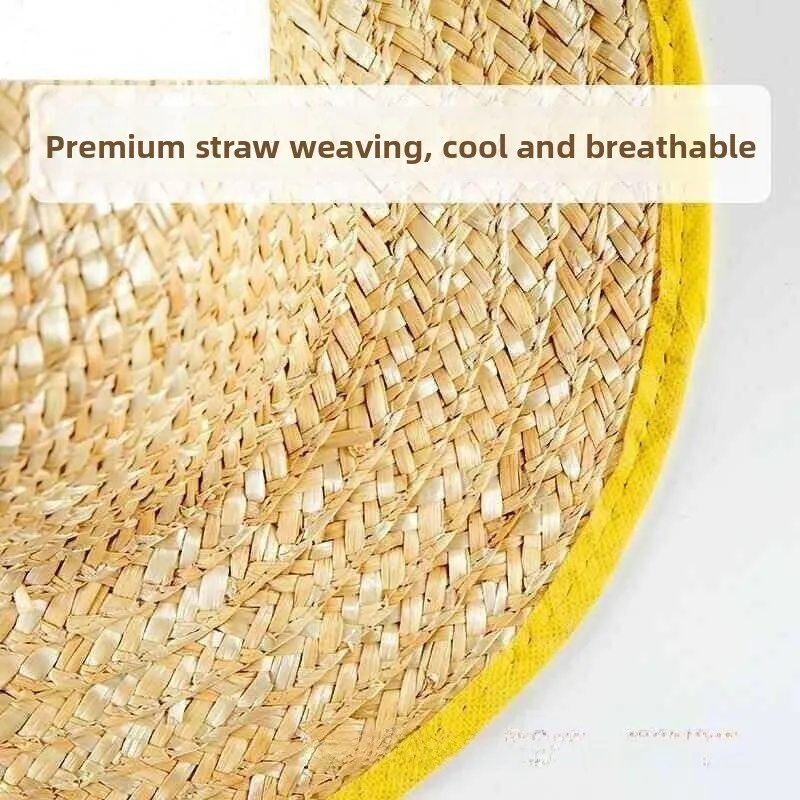 Summer Straw Hat Children's Original Color Wheat Straw Cap Unisex Outdoor Rural Sun Protection Large Hat Kindergarten Field Trip
