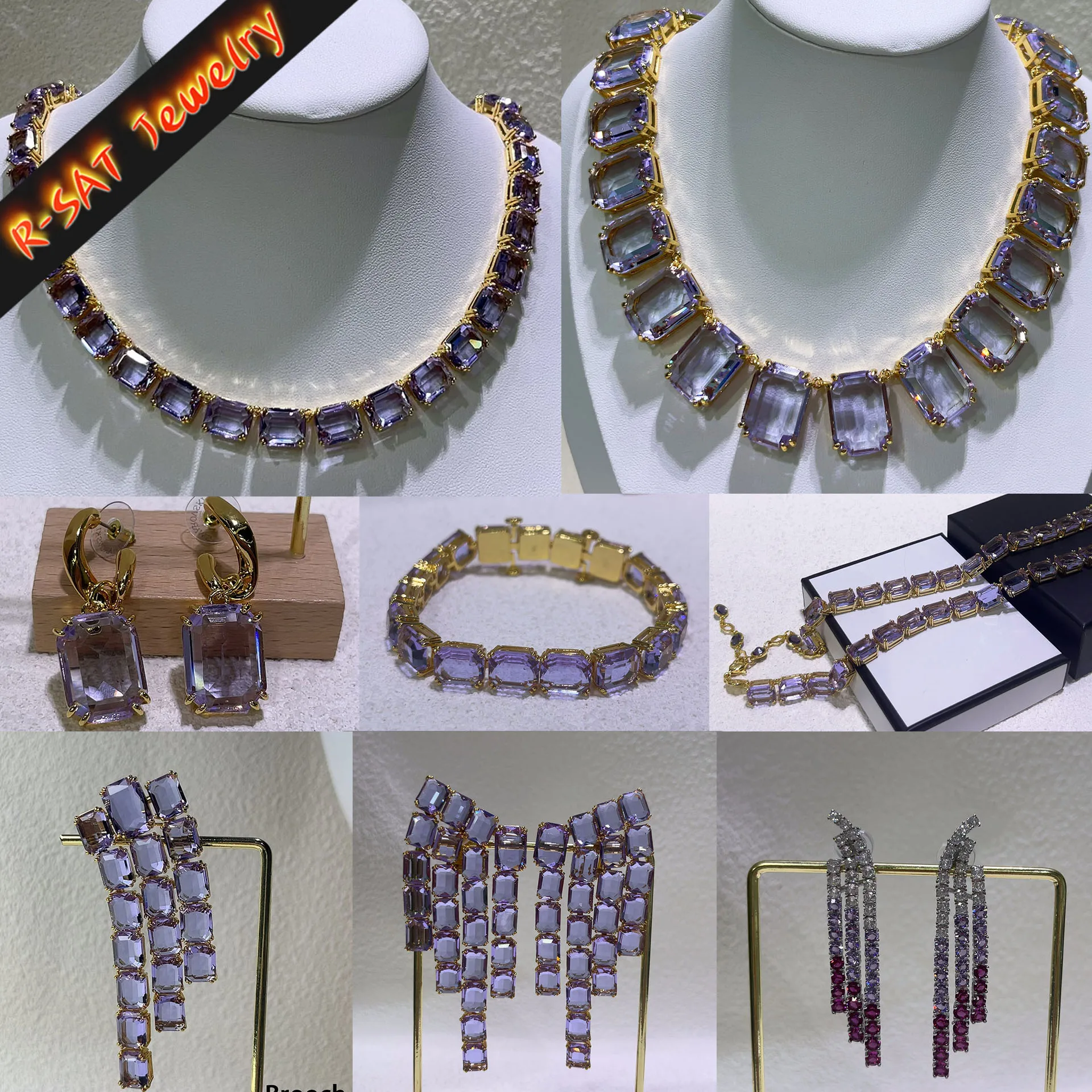 

Jewelry Purple Luxury Crystal New Arrival Hot Sale Shiny Fashion Exquisite Necklace Earring Bracelet High Quality Women Gift