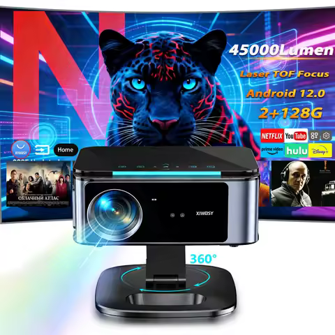Projetor a Laser XIWBSY 2026 para Uso Diurno 45000 Lumens com Foco TOF, Android 12.0, 4K, para Home Theater