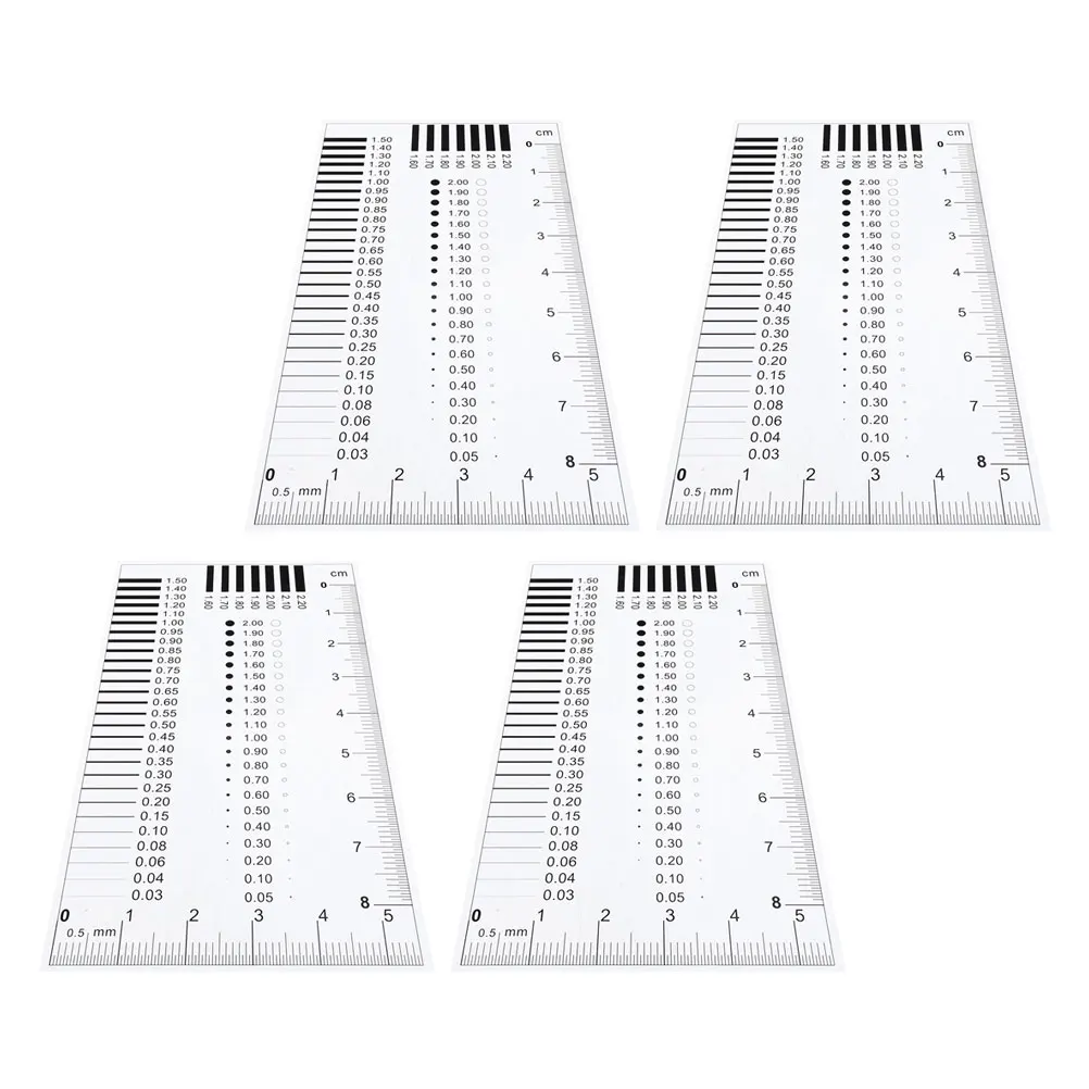 

4pcs Chest Card Gauge Transparent Precision Measuring Tool For Crack Width Line Thickness Flaw Detection Multifunctional Plastic